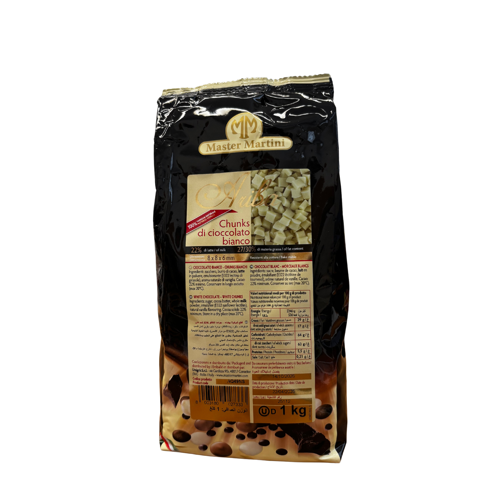 Chunk di Cioccolato Bianco Ariba 1kg